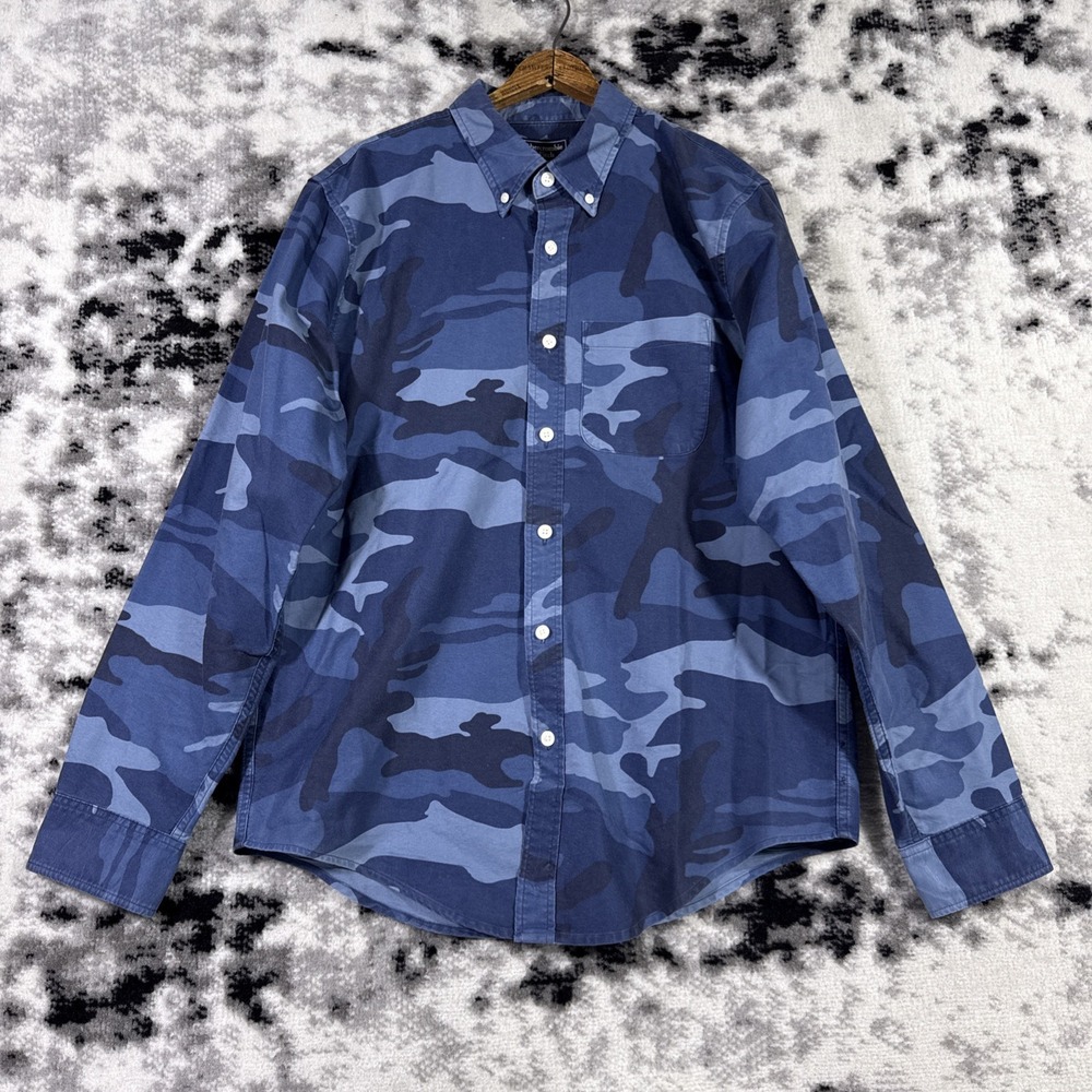Abercrombie‎ & Fitch Shirt Mens Large Button Down Camo Y2K Skater Punk